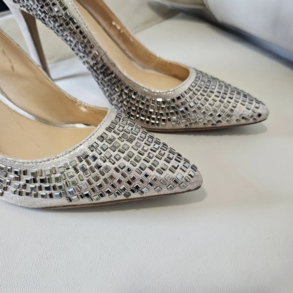 Jessica Simpson Claya Metal Pump in Gold Pewter high heel shoes size 10